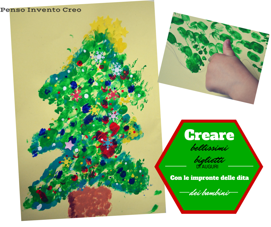 Albero di Natale disegnato con le impronte delle dita