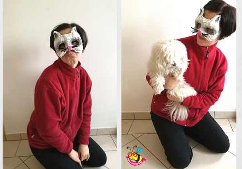 maschera di cartapesta da gatto